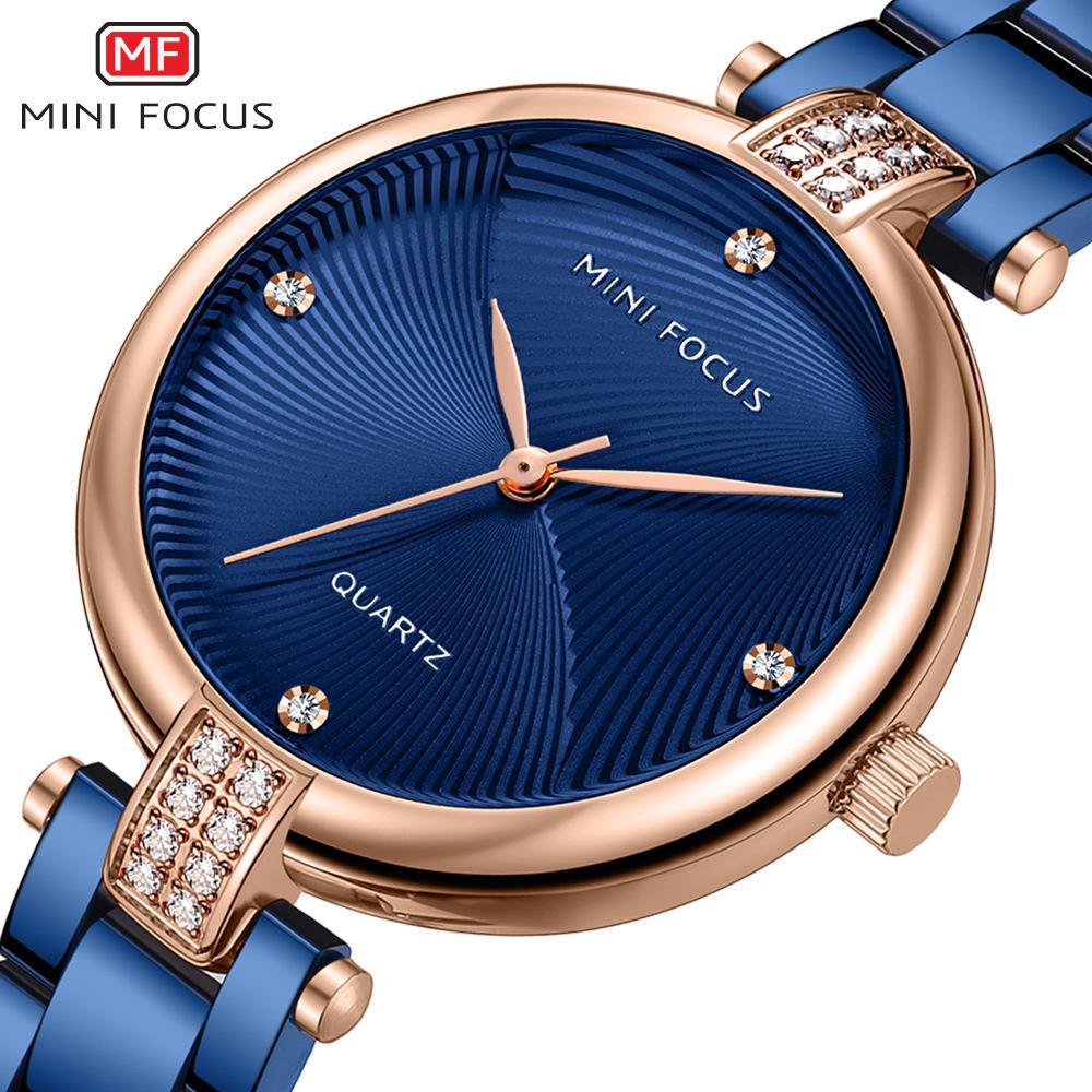 

MINI FOCUS женские часы модные инкрустированные бриллиантами японские часы водонепроницаемые кварцевые часы со стальным ремешком женские часы 0310L