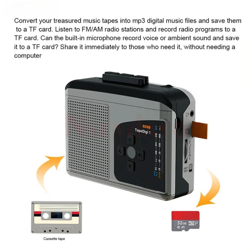Ezcap234 Lecteur de Cassettes Audio Original vers Convertisseur MP3 avec Haut-parleur Radio AM/FM Enregistreur Cassette vers Carte TF Carte d'Acquisition Audio
