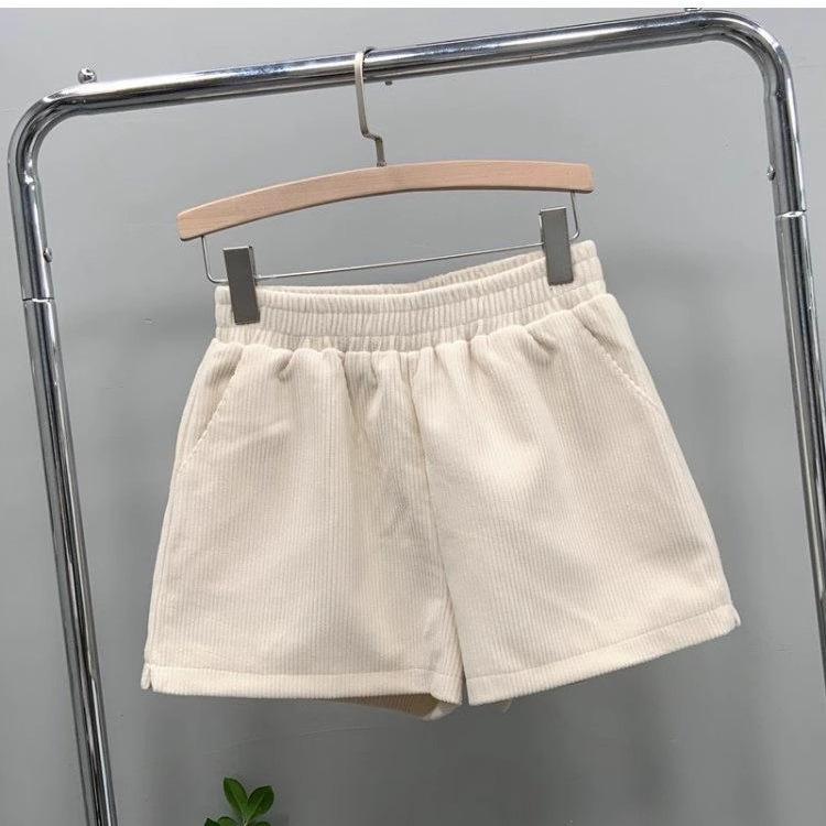Women's 2024 Korean Style Corduroy Shorts: High Waist, Wide Leg, Casual Loose Fit for Autumn/Winter