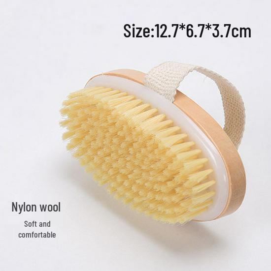 Wooden Full Body Exfoliating Bath Brush - Dry & Wet Use Pig Bristle Shower Scrubber