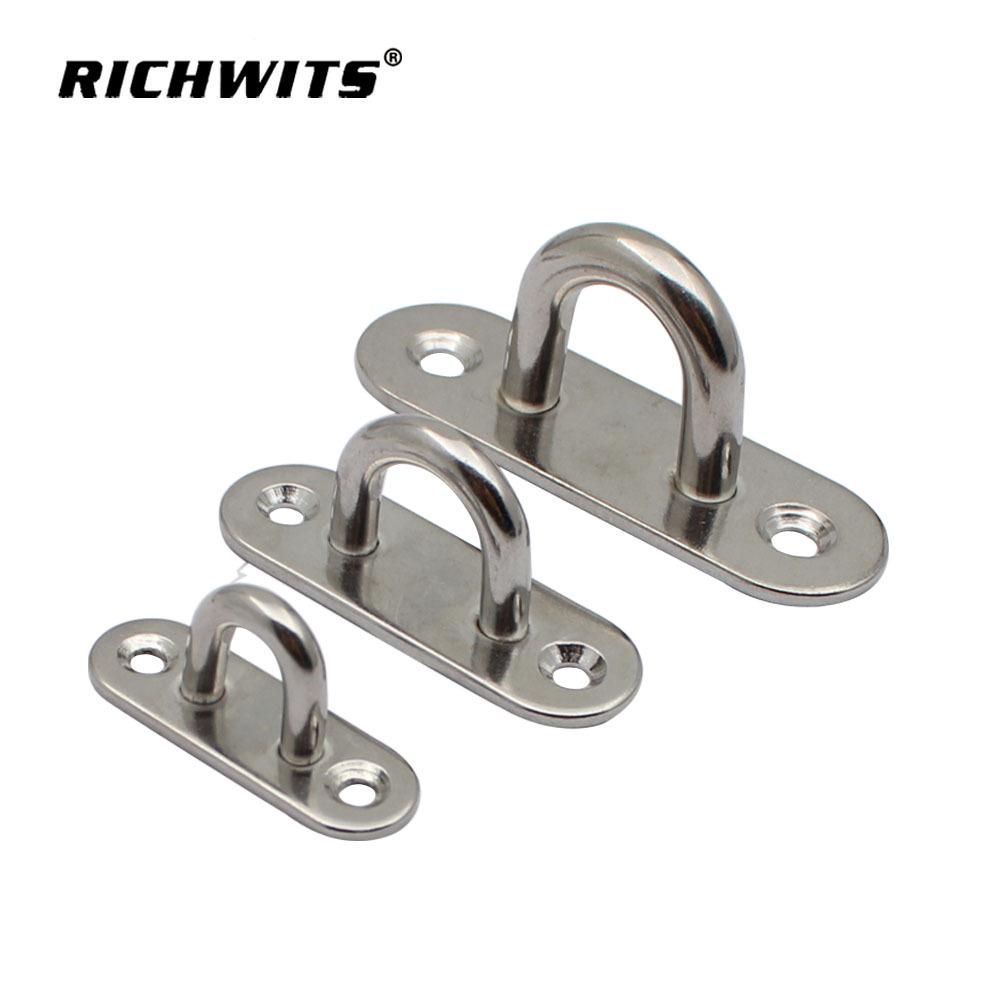 Stainless Steel Oval Door Latch 304/316 Marine Eye Plate with Pull Ring and Hook.