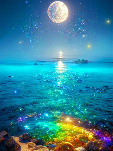 5d Diamond Painting Full Drill Moon Seaside Landscape Home Decor Embroidery Mosaic Beachfantasy Home Decor