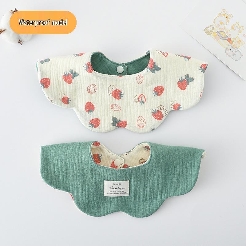 Dwustronny, wodoodporny śliniaczek dla niemowląt w stylu koreańskim z płatkami, wykonany w 100% z gazy bawełnianej