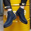 Fashion Men's Chelsea Boots Anti Slip Snow Boots Faux Suede Slip-On Round Toe Platform Warm Short Boots Size 38-47