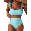 Bikini Set 2 Pezzi Costume da Bagno a Righe Costume da Bagno a Vita Alta