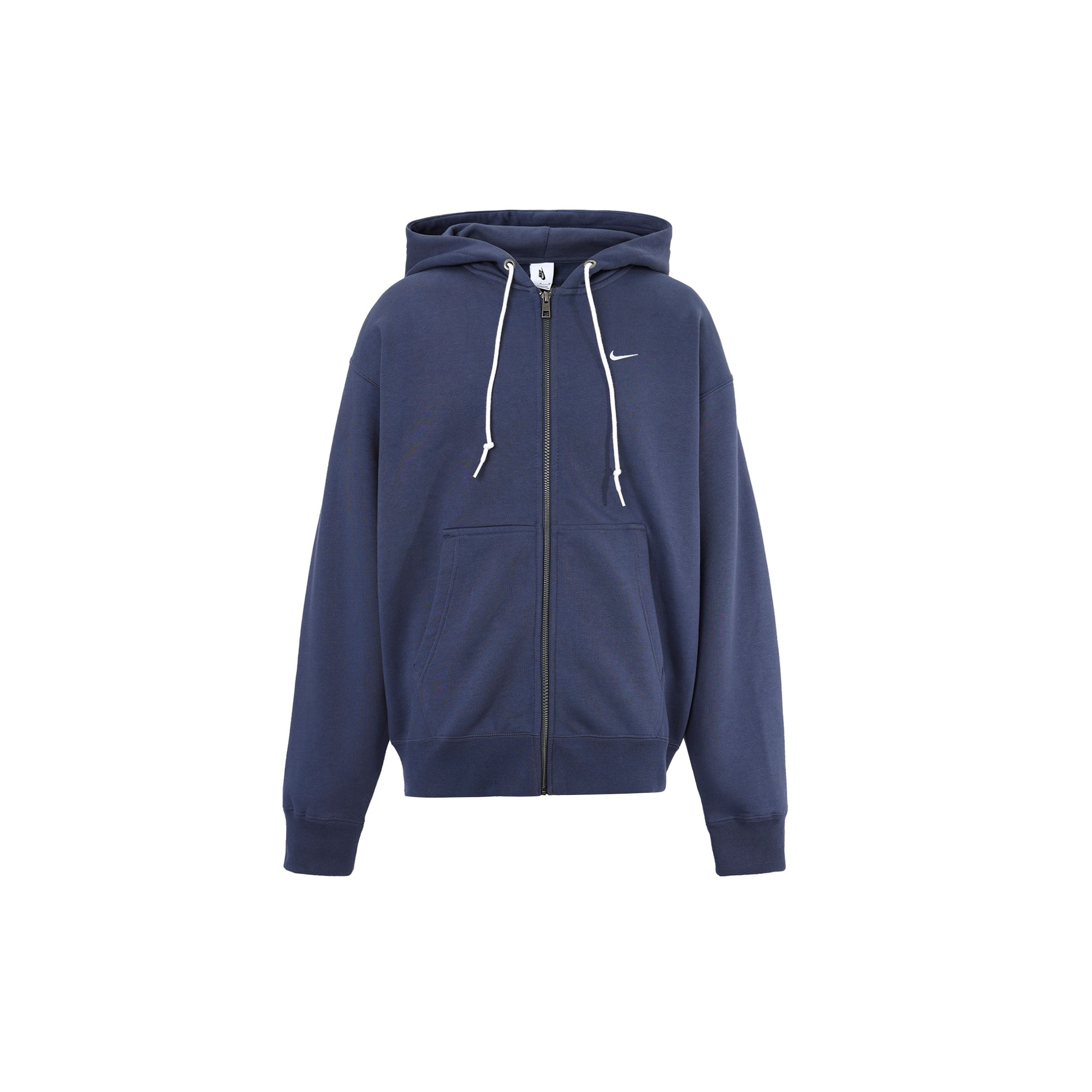 

Nike Мужская флисовая толстовка Solo Swoosh на молнии и шнурке, молниеносно-синяя DR0404-437 XS