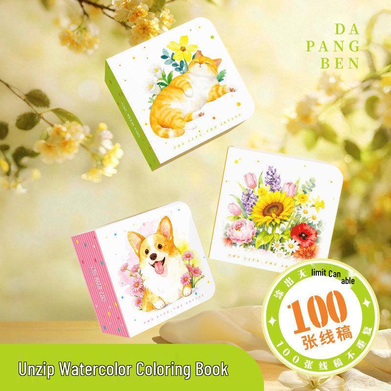 Libro da Colorare Spesso Feile Bird per Bambini con Linee ad Acquerello e Matite Colorate per Alleviare lo Stress