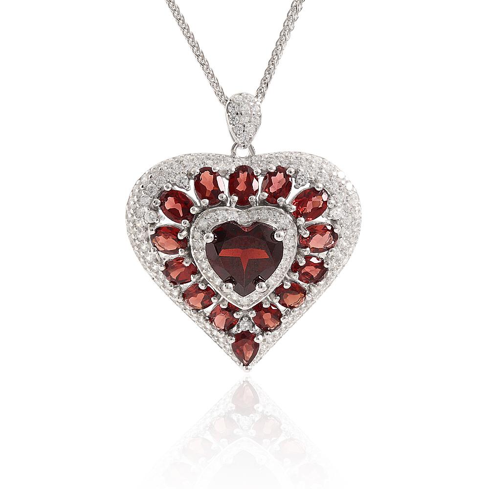 Heart design Natural garnet pendant January Birthstone necklace gorgeous fine jewelry women 925 sterling silver anniversary part