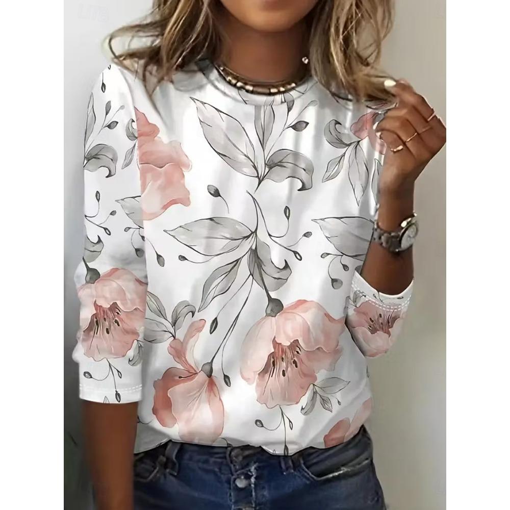 Autumn women s long sleeved T-shirt, printed, casual street style XS