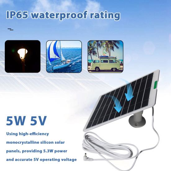 Solar Panels 5.3W Single Crystal Silicon Power Supply IP65 Waterproof Solar Panel for Ring Doorbells Cameras Security Equipment