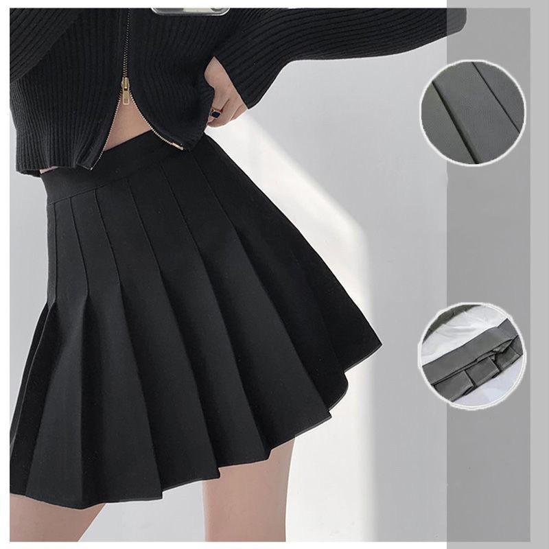 Petite Women's Black High Waisted Pleated Skirt Summer Suit Fabric Spring Autumn A Line Slimming Casual All Match Versatile Short Skirt Trousers