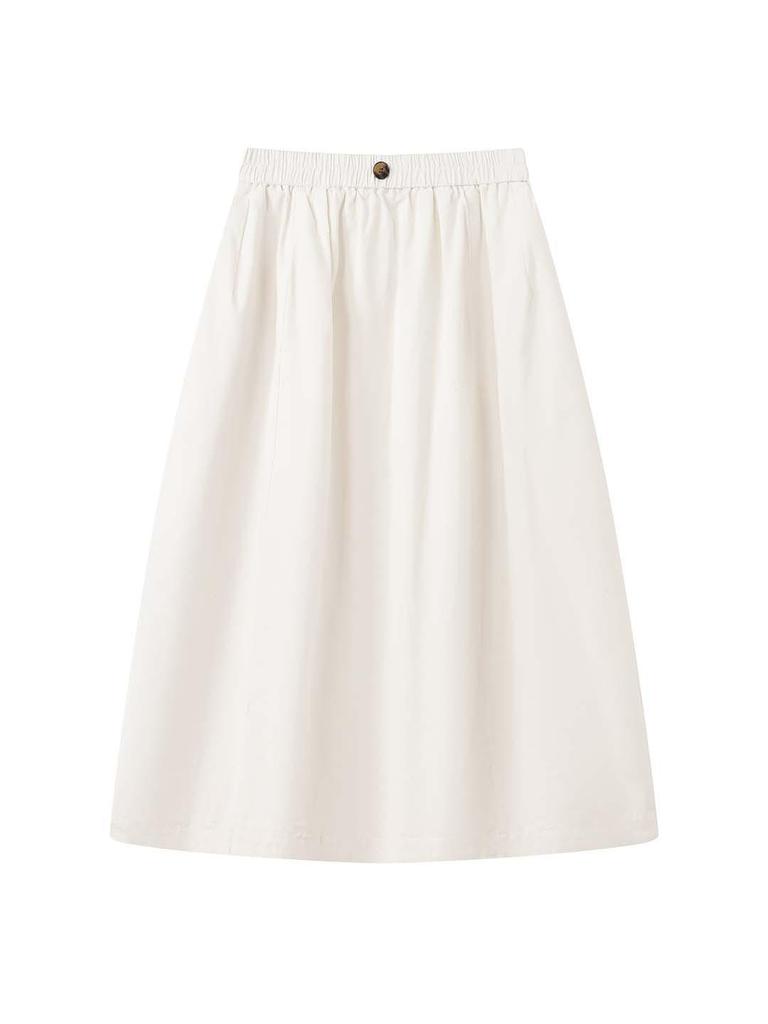 Louvre Korean Style High Waist Buttoned Elastic 3D Slimming Long Skirt - Women's Casual Spring Collection
