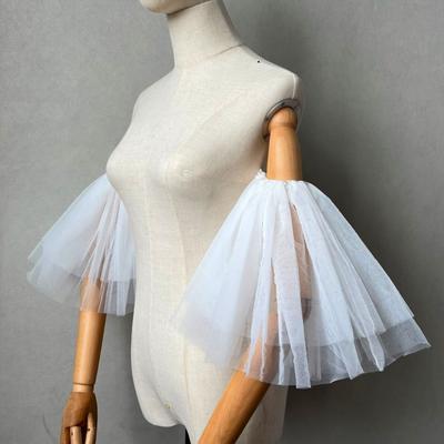 Elegant Net Bridal Gloves Soft Cotton Lined Arm Sleeves for Wedding Bride Simple White Tulle Accessories