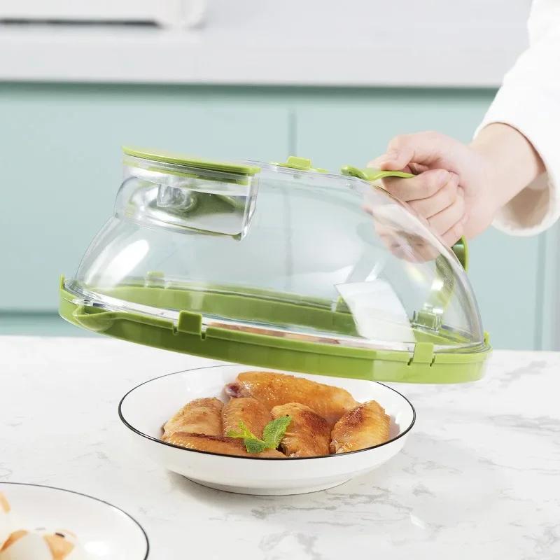 Microwave Cover for Food, Clear Microwave Splatter Cover with Water Steamer and Handle, 10 Inch Plate Covers, Kitchen Gadgets