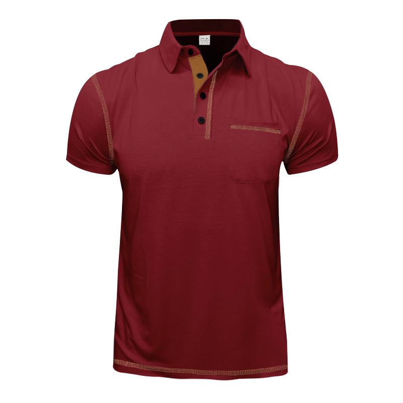 Men's Polo Shirt Summer Solid Color Button Pocket Short Sleeve Polo Shirt Street Stroll Fashion Casual Collar T-Shirts