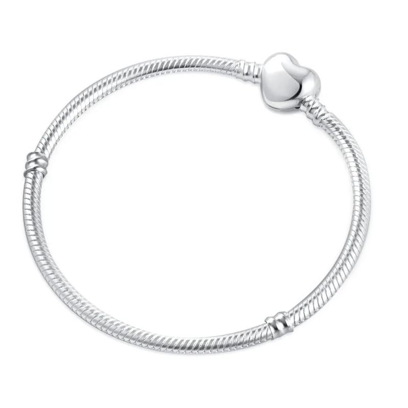 

Оригінальний браслет Me зі срібла 925 проби Жіночі прикраси Тонкий круглий плаский намистина-шарм Розкішний браслет Fit Me Намистина 20cm