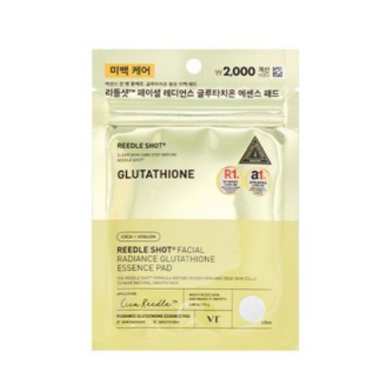 VT Reedle Shot Facial Radiance Glutathione Essence Pad 8 Sheets – Brightening Glow Toner Pad for Radiant Skin