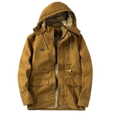 Ανδρικό βαμβακερό μπουφάν Winter Hooded Plus Fleece Μεγάλο Μέγεθος Ανδρικό Casual Βαμβακερό Μπουφάν μεσαίου μήκους