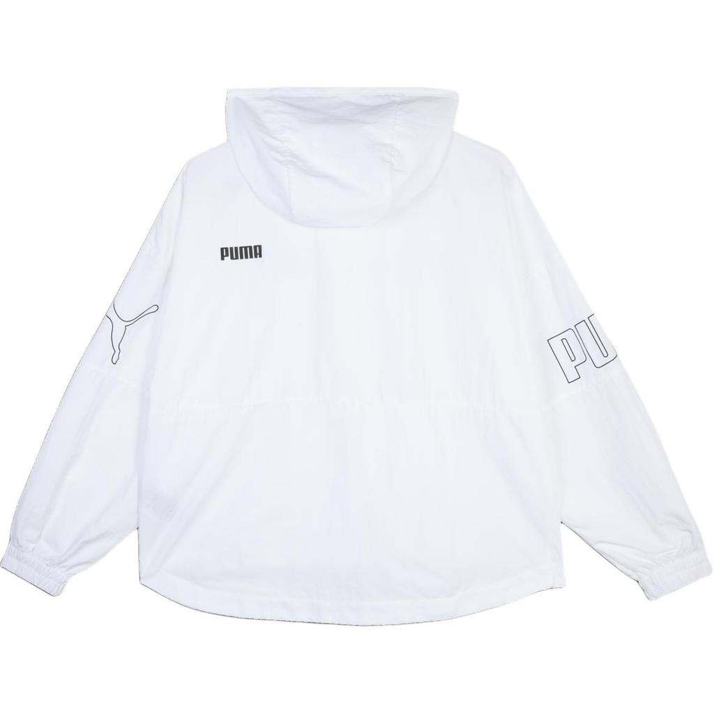 Puma Letter Logo Print Half-Zip Hooded Fashion Versatile Jacket Women Jackets White 683797-02