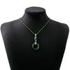 Vintage Emerald Gradual Change Safety Buckle Necklace, Lucky Flower Beauty Waist Pendant Resin Necklace