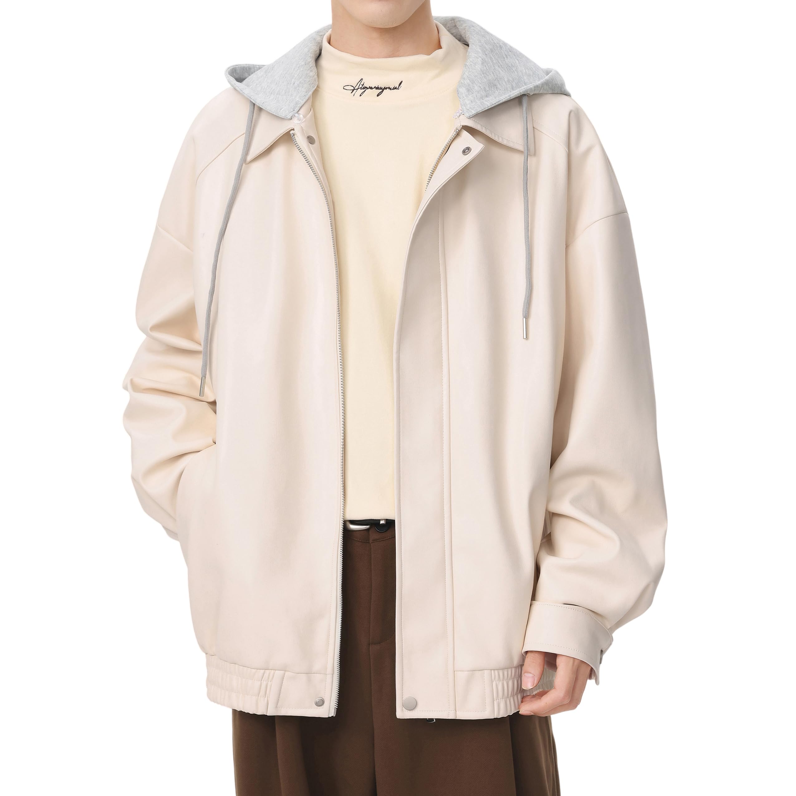 

Мужская куртка East Rain из ПУ кожи, свободная, байкерская, большого размера, SEW401, с капюшоном, ветровка, повседневная, ветрозащитная, весна/осень, куртка, размеры, бежевый