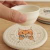 Japanese-Style Ins Braided Insulation Table Mats Coasters Creative Cute Cartoon Kitten Coaster Bowl Mat Cotton Rope Placemat