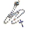 For Cross Rose Rosary Necklace Catholic Christ Pendant Bead Chain Hanging Ornament for Women Men Holy Prayer Religious D57B