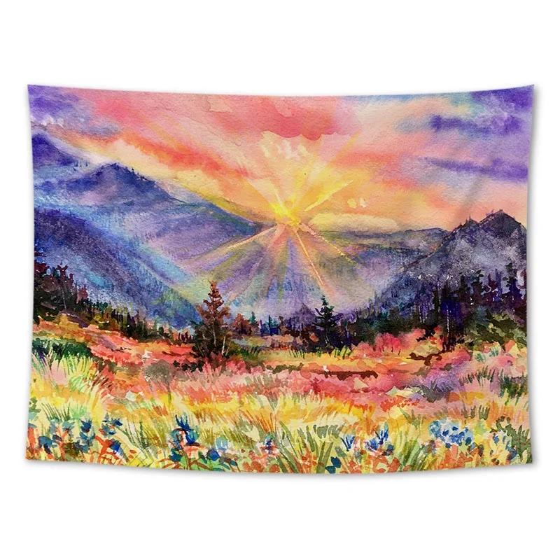 Wall Hanging Tapestry Sunflower Lavender Oil Painting Landscape Room Decoration Background Cloth