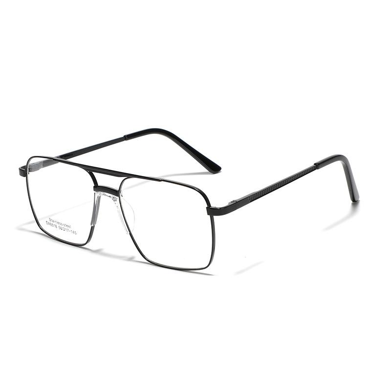 

Двойной луч металлический квадратный седловидный носовой упор очки мужские литературные и ретро большой оправы плоское зеркало женское большое оправа зеркало чёрный