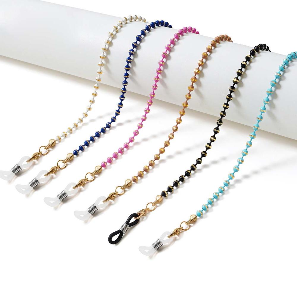 Neck Women Matte Bead Non-slip Fashion Mask Cord Holders Glasses Chain Metal Mask Rope Copper