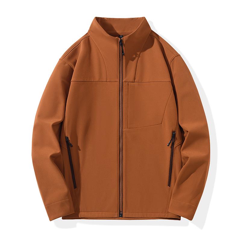 Unisex Windproof Fleece Soft Shell Jacket - Ideal for Outdoor Activities, Spring & Autumn, Cycling Team Uniform, Customizable with Stand Collar. L