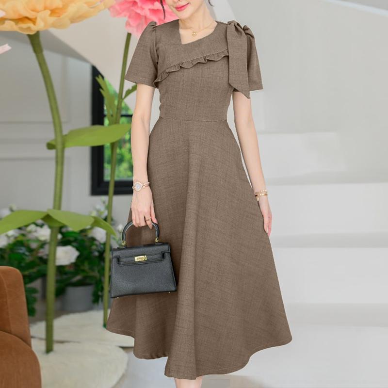 

ZANZEA Женское летнее повседневное платье с нерегулярным V-образным вырезом и короткими рукавами L