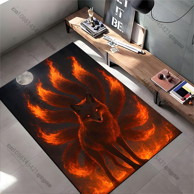 Fire Spirit Mystical Fox Carpet Yoga Living Room Room Decor Children's Crawling Mat Doormat Area Rug Games Mat