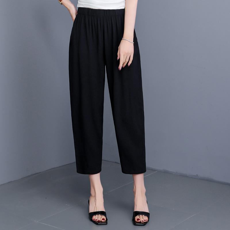 Summer Black Pants Women Clothes Plus Size Casual Loose Vintage High Waist Pants