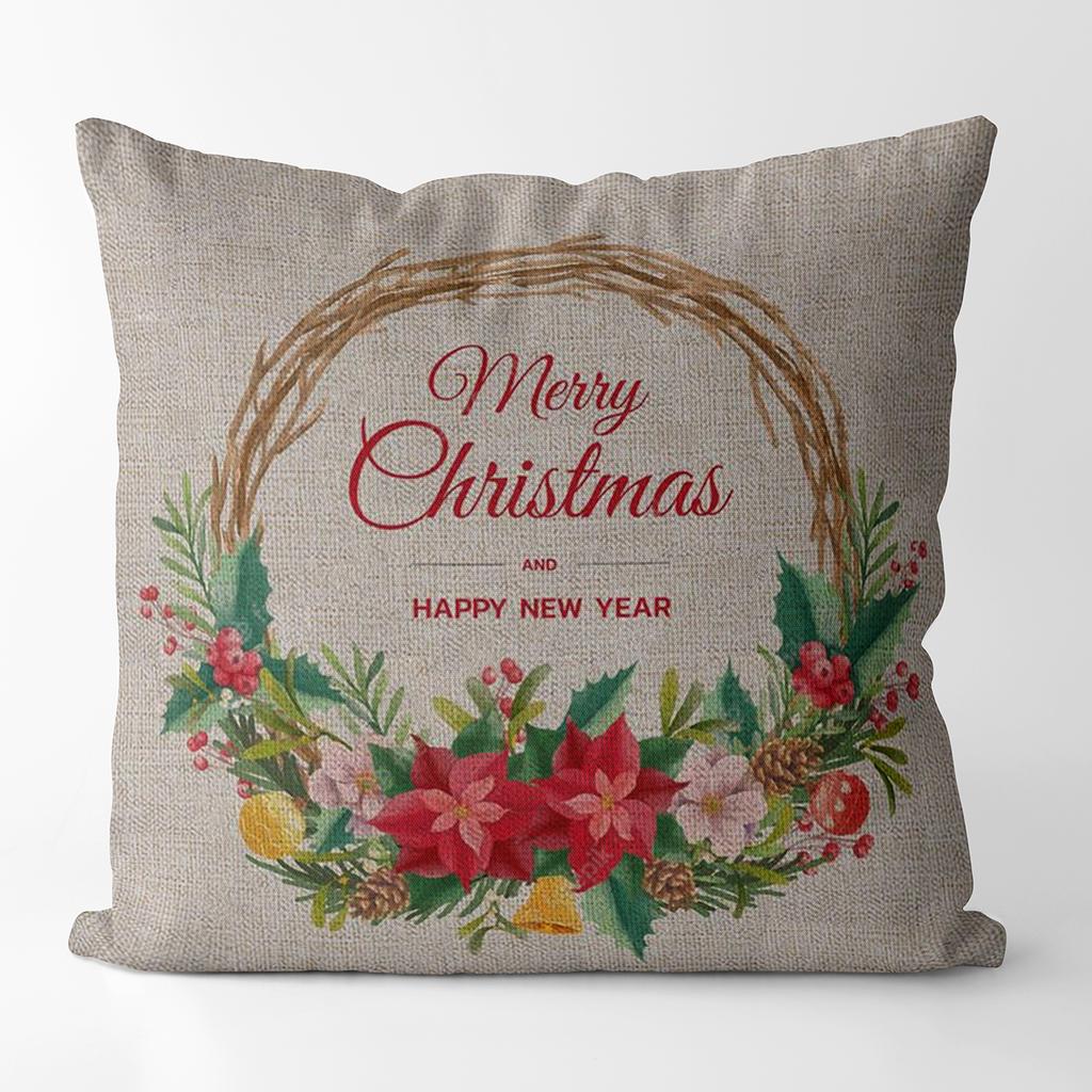 Christmas Cushion Cover Merry Christmas Decorations For Home Xmas Elk Noel Cristmas Ornaments New Year Gifts