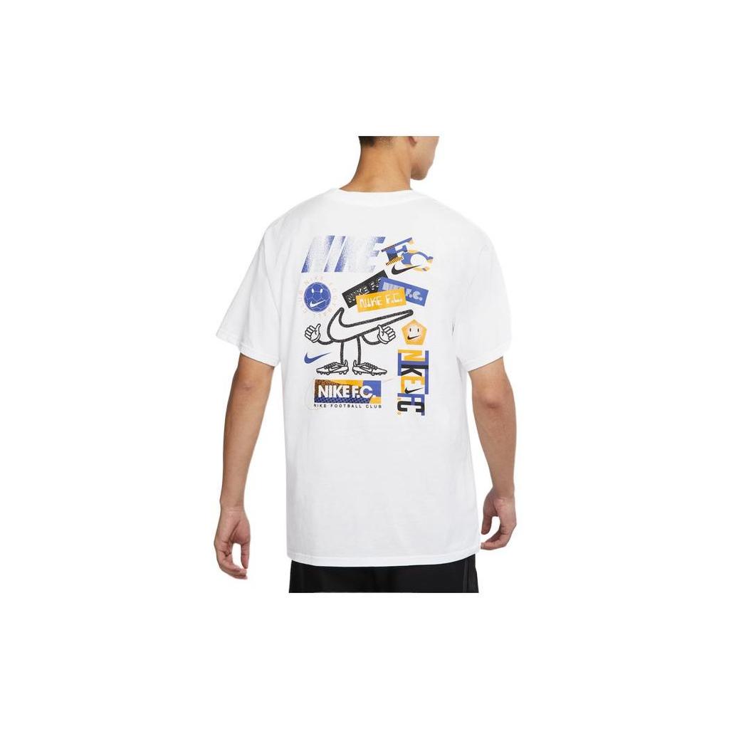 Nike Graphic Print Crew Neck Short Sleeve Football T-Shirt Men Tops White DH7463-100