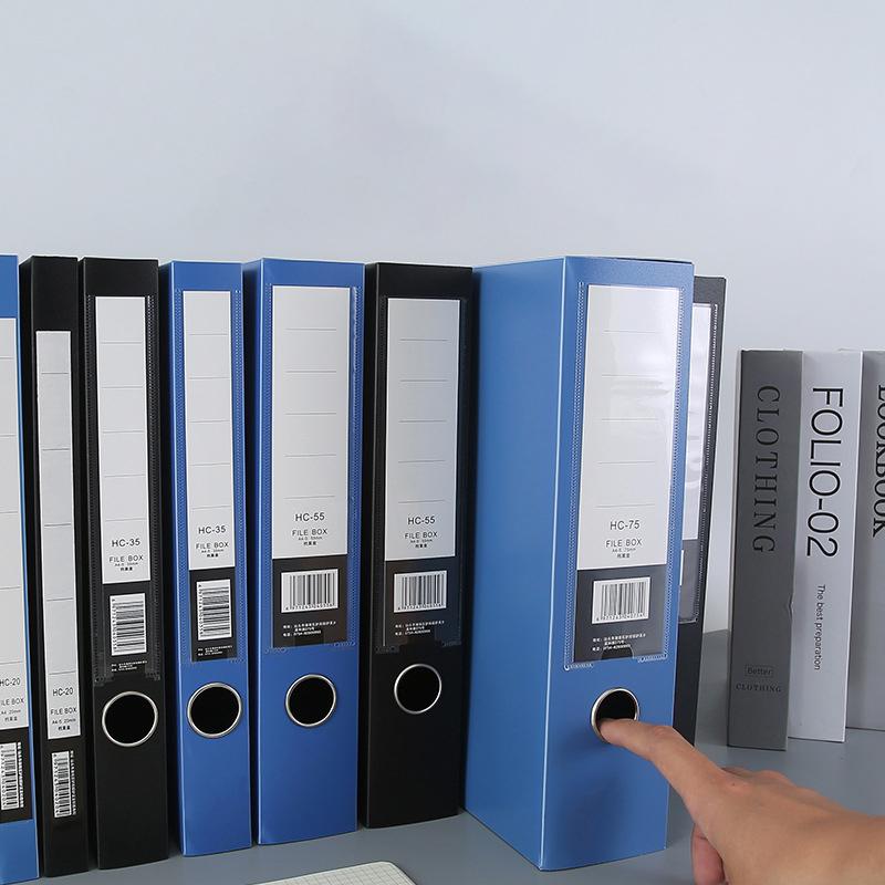 Black Blue A4 File Organizer Box Dustproof Thickened Document Case File Box Plastic File Paper Organizer Office Contract Holder