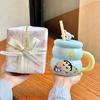 High-value cute crayon small new straw cup children's ceramic mug for girlfriend's birthday gift
