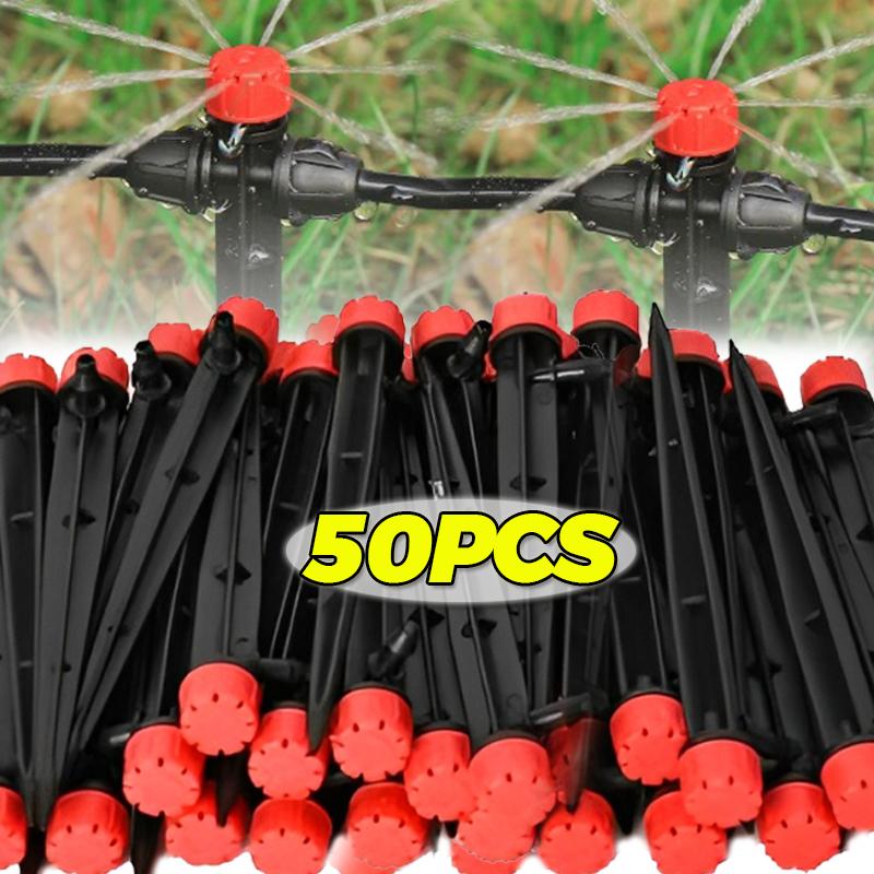 5/50PCS Spiked Dripper Sprinkler 8 Hole Drop Emitter All Round Scattering Sprinkler Garden Flower Watering Irrigation Supplies