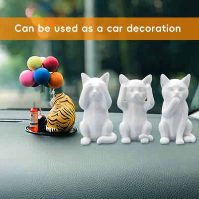 Smart Cat Ornament No See Speak Hear Mini Cat Statue Plastic Animal