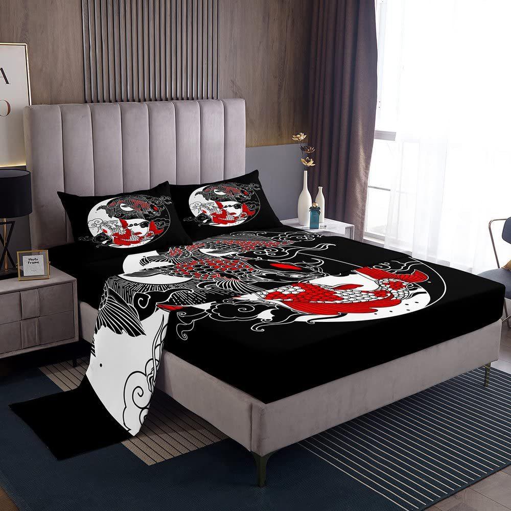 Cute Cartoon Panda Pattern Bed Hat Four-Piece Bedding Set Bedroom Dormitory Bedding Decoration