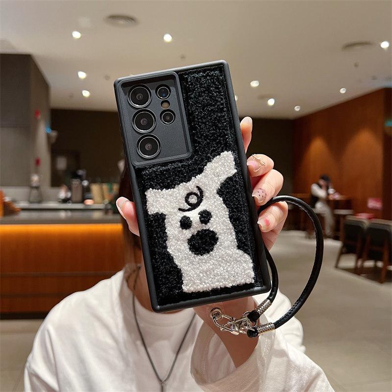 

Чехол для телефона с вышитым мультяшным плюшевым щенком Коала + ремешок Samsung S25 S24 Plus S23 Ultra S22 S21 FE, защитный чехол от травм при падении Samsung S21 Ultra
