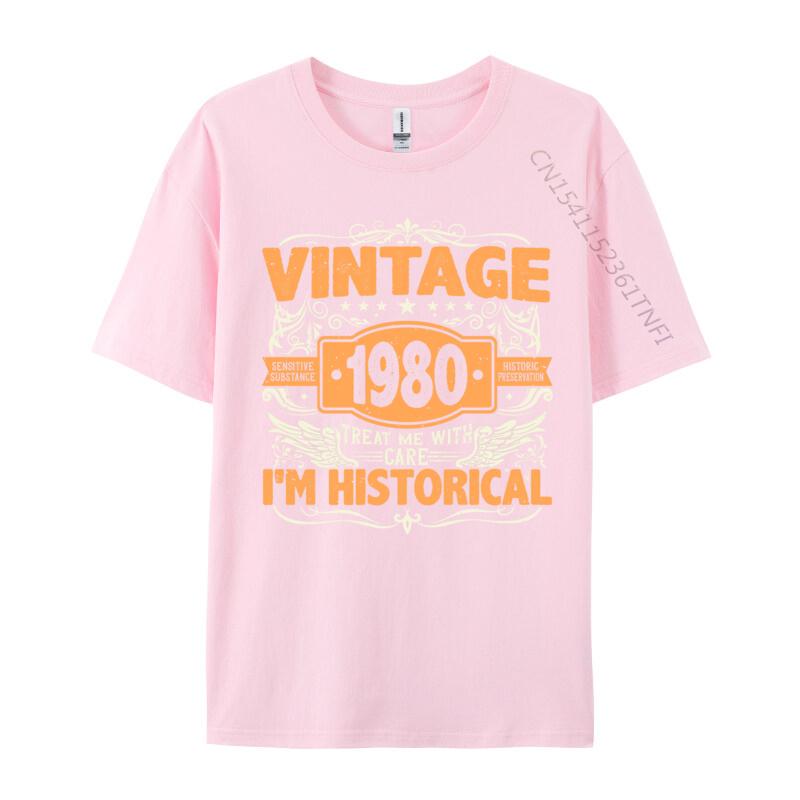 Slim Fit Tshirts 1980 Birthday Vintage 1980 Born In 1980 Made In 1980 T-shirts Normal Design Plain Cotton Mens Tops Tees