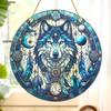 Wolf Sonne Acryl-Fänger, Acryl-Gitter im Buntglas-Stil, Traumfänger-Inspiration, Reflektierende Kunst für Haus & Garten, Kinderzimmer, Vintage-Wohnkultur