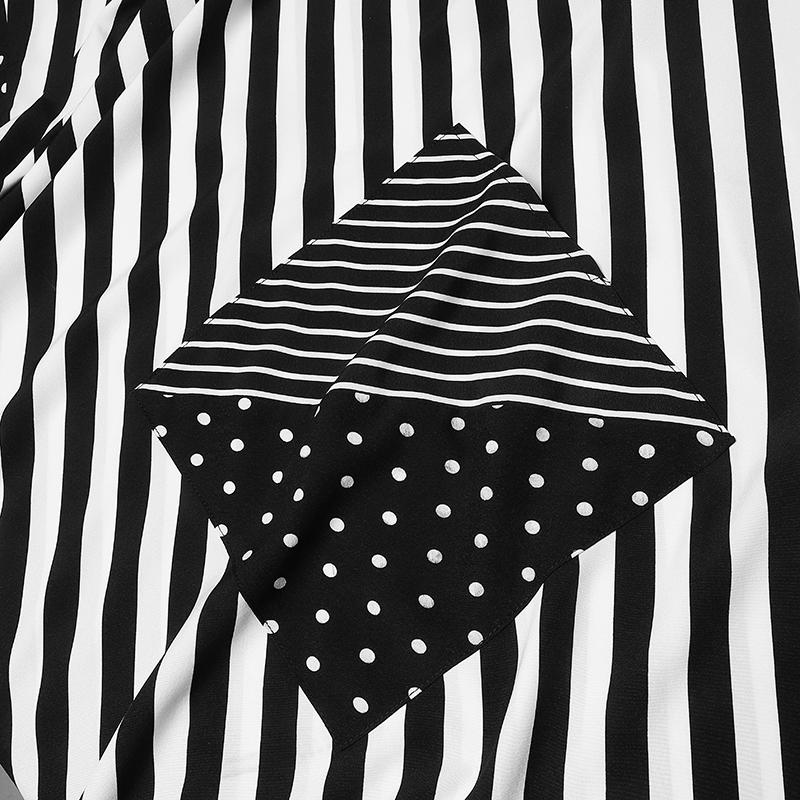 Women Plus Size Round Neck Striped Print Short Sleeve Dresses