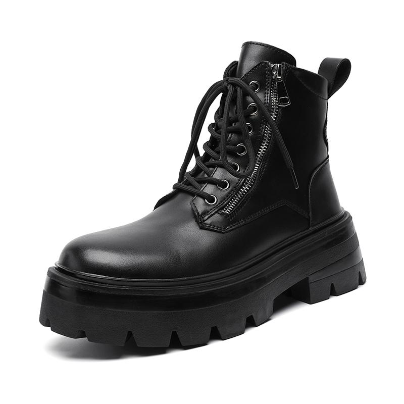 

Модные итальянские мужские ботильоны из натуральной кожи, модные дизайнерские ботинки на толстой подошве для улицы, повседневная деловая обувь, нескользящие ботинки для ходьбы 44 чёрный