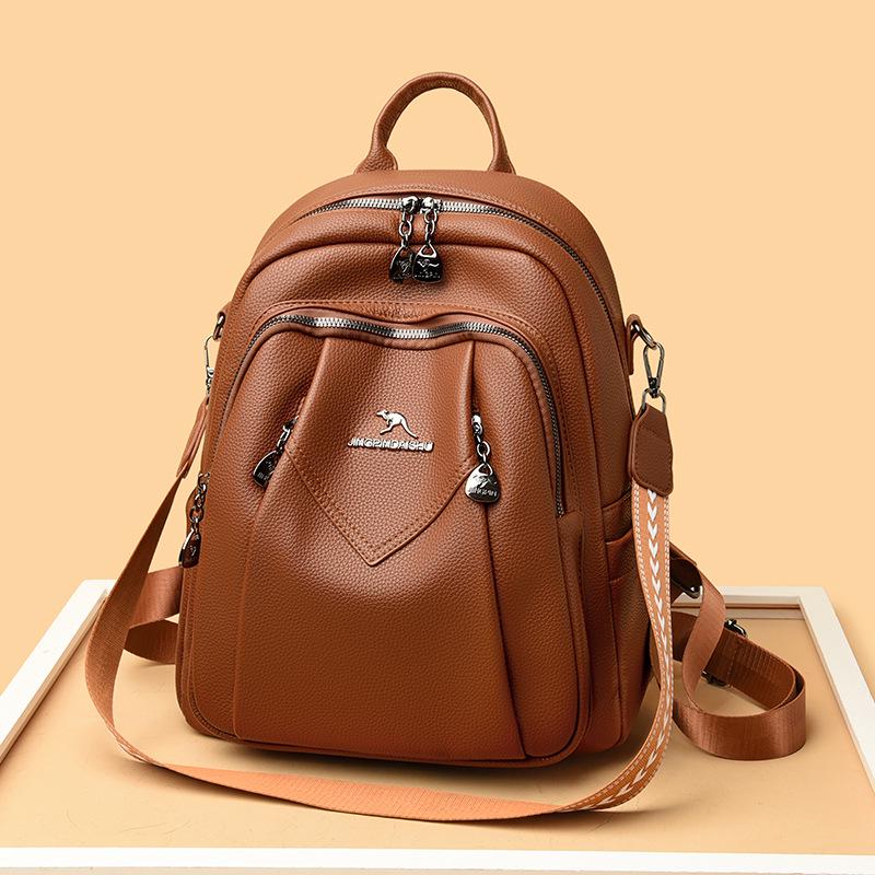 2025 Korean Style Soft Leather Backpack: Large Capacity Fashion Schoolbag for Travel and Students