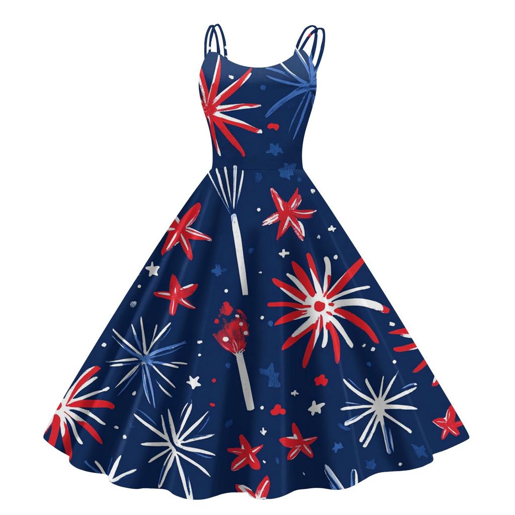 Independence Day Printed Women's Casual Sexy Strapless Punk Vintage Dresses