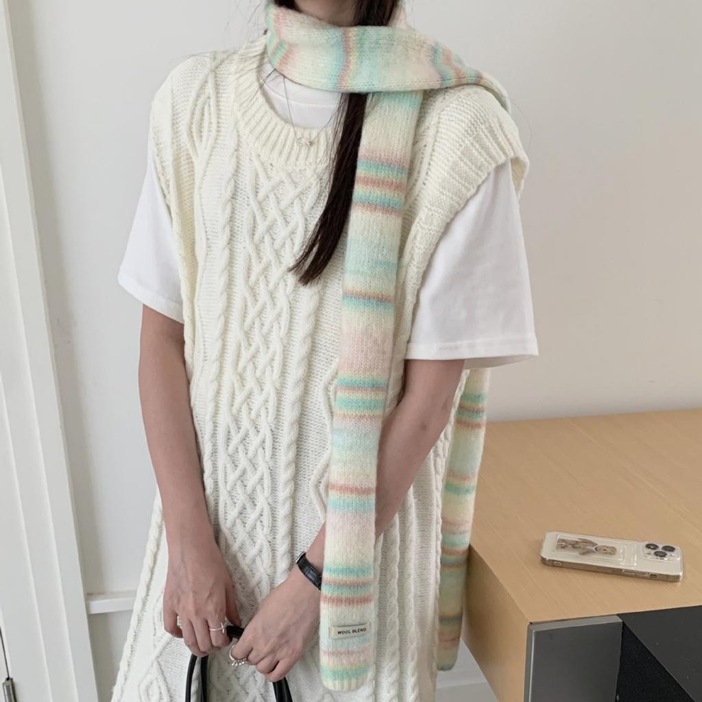 Autumn and Winter Scarf Women's Plaid Wool Blended Long Student Versatile Shawl Thickened Warm Scarf