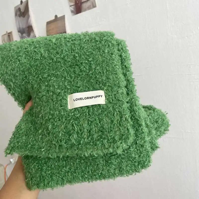 WTEMPO Outdoor Cycling Skiing Solid Color Warm Plush Scarves Women's Thickened Cold-proof Windproof Versatile Casual Scarves